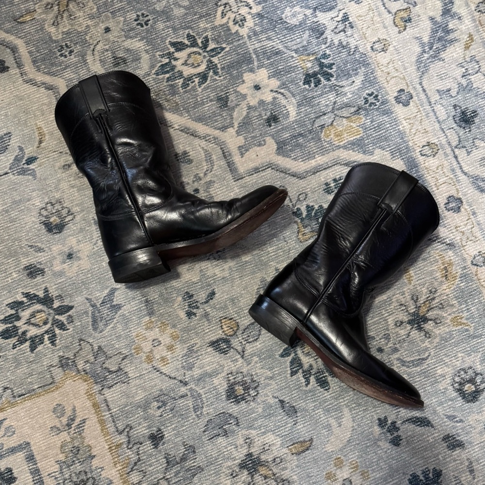 Justin Roper Black Leather Cowboy Boots